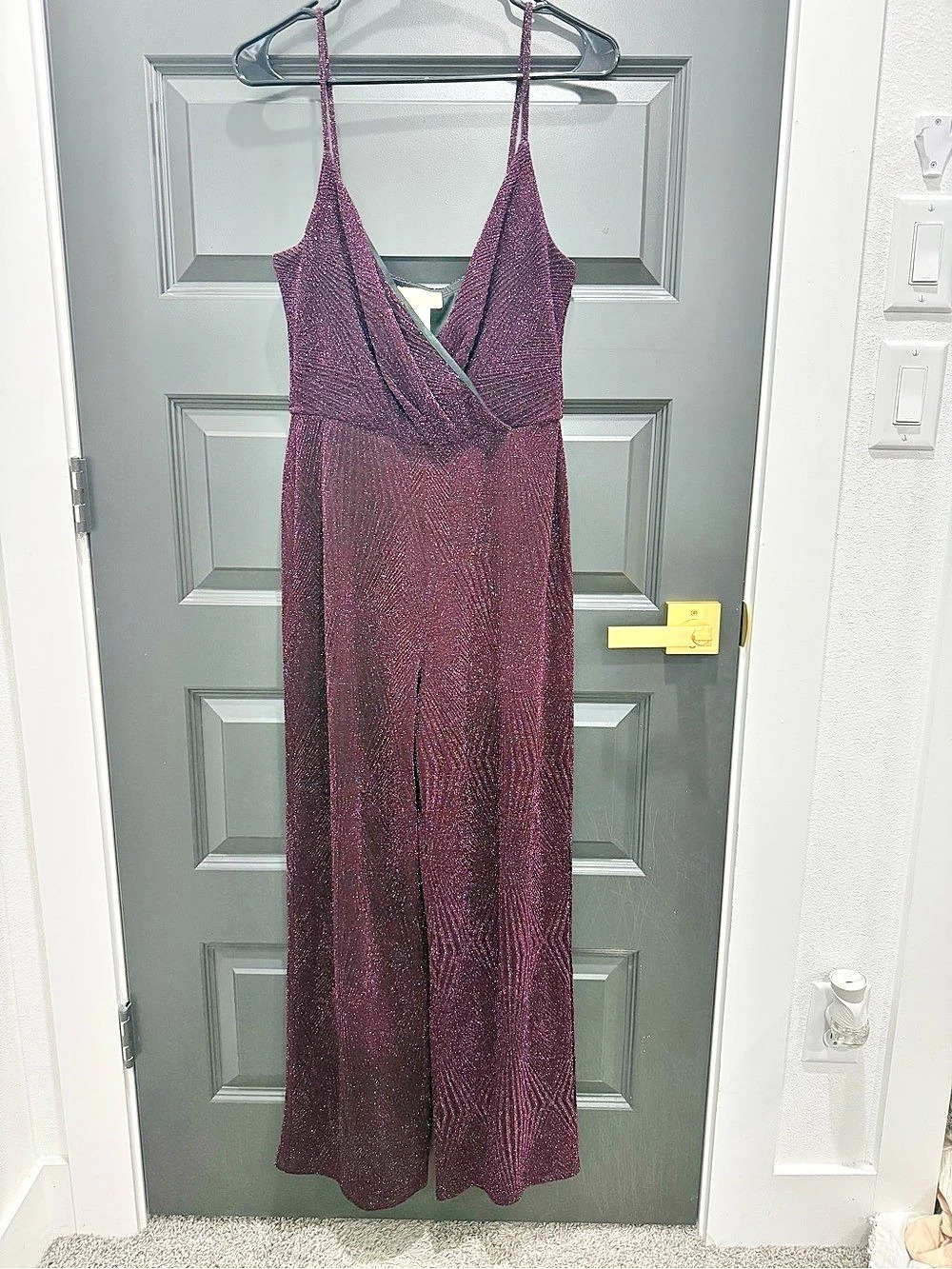Sparkly Wide Leg Jumpsuit in Plum Size S Like New